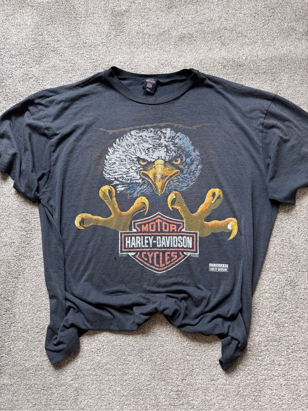 Rare Vintage 80’s Harley Davidson Single Stitch Emblem Eagle Graphic Tee XL Boxy
